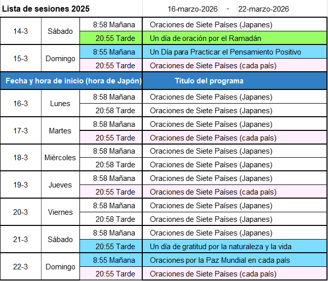 Programa de la próxima semana - Imagen