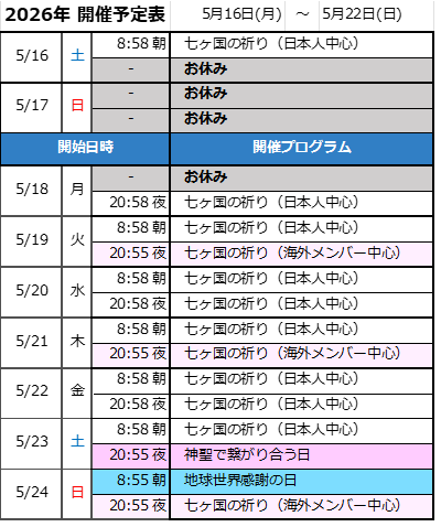 次週の開催予定-画像