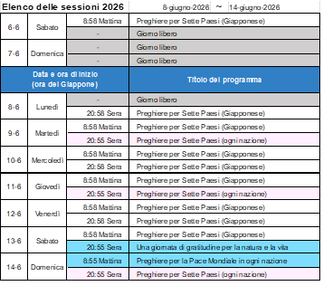 Programma della prossima settimana - Immagine