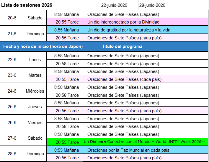 Programa de la próxima semana - Imagen