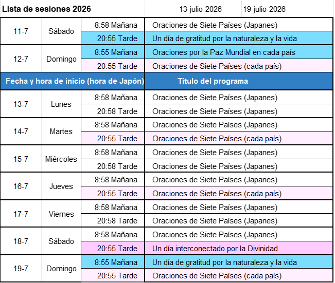 Programa de la próxima semana - Imagen