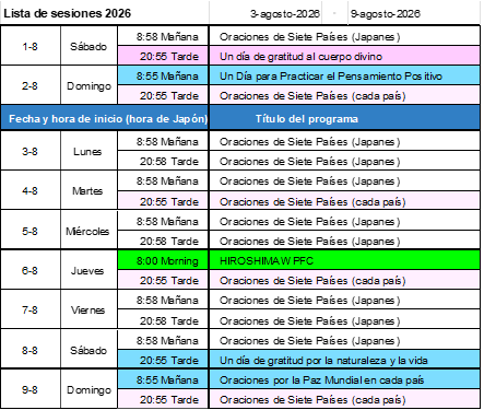 Programa de la próxima semana - Imagen