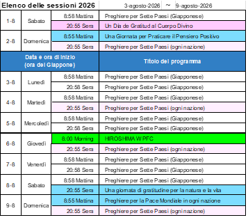 Programma della prossima settimana - Immagine