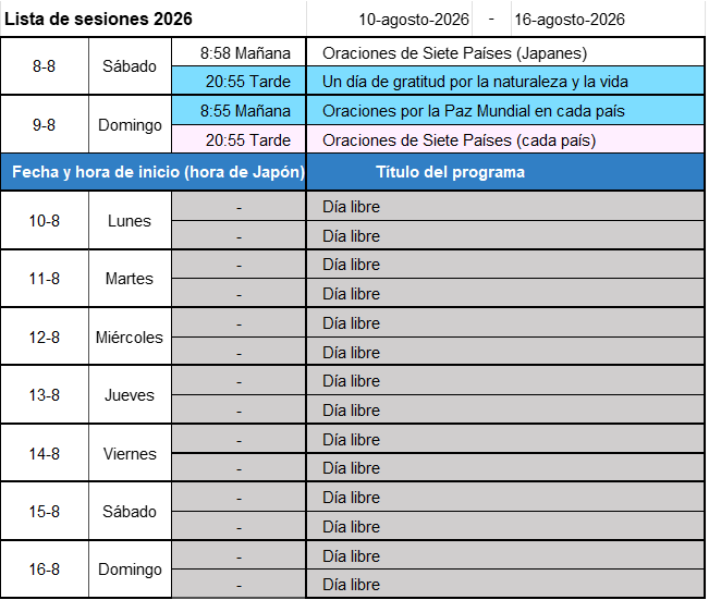 Programa de la próxima semana - Imagen