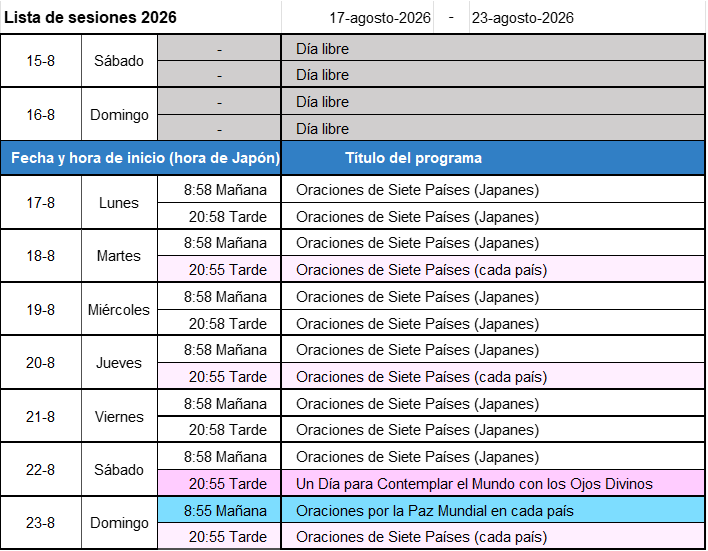 Programa de la próxima semana - Imagen