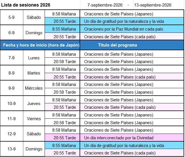 Programa de la próxima semana - Imagen