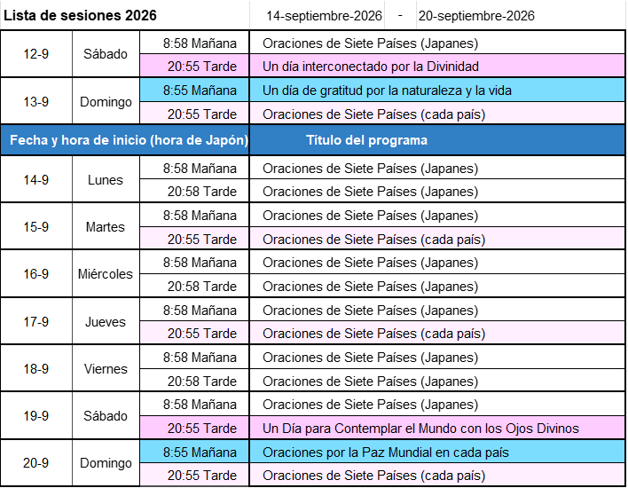 Programa de la próxima semana - Imagen
